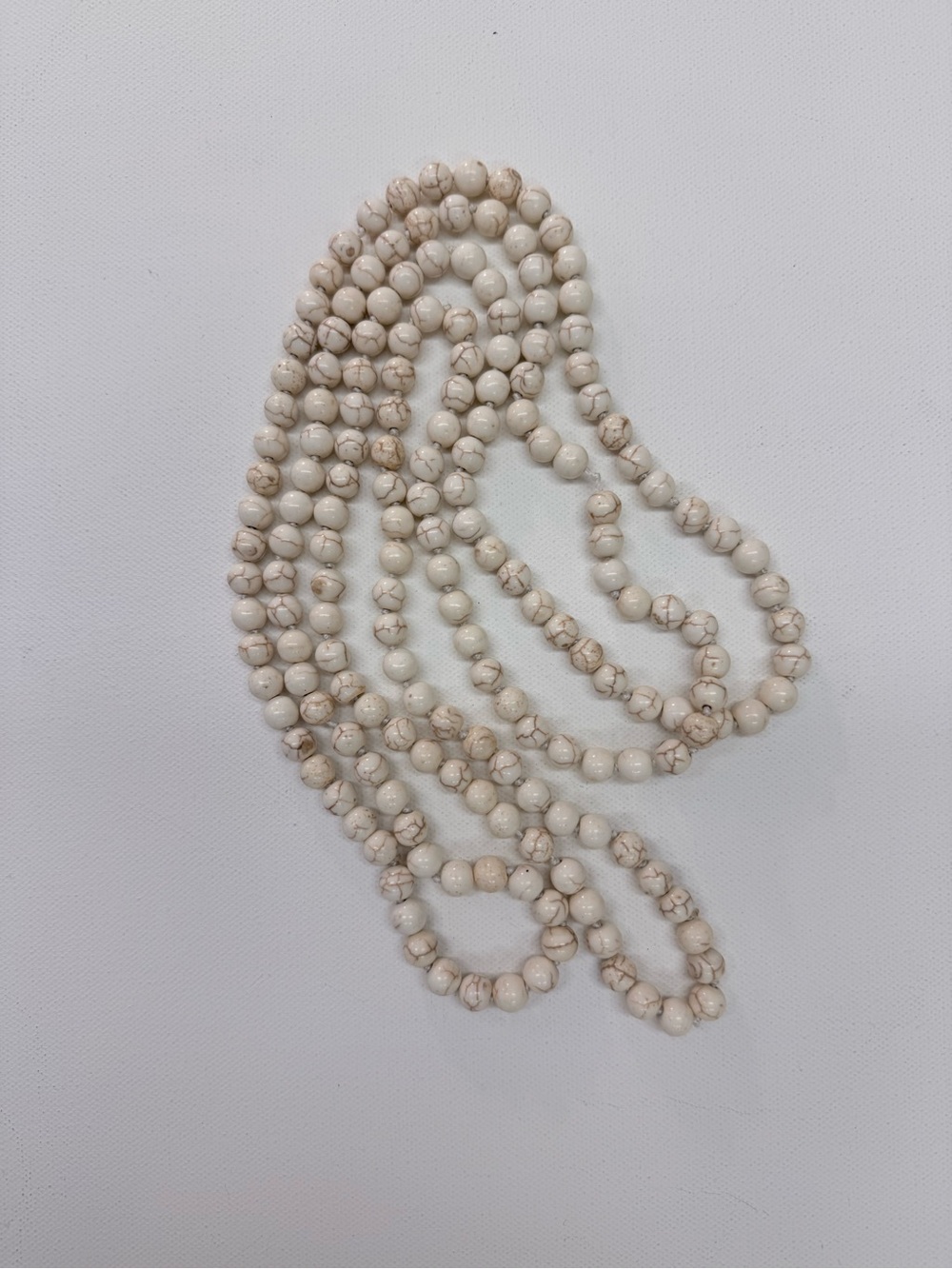 Handcrafted White Howlite Bead Necklace - Natural Stone Women’s Jewelry